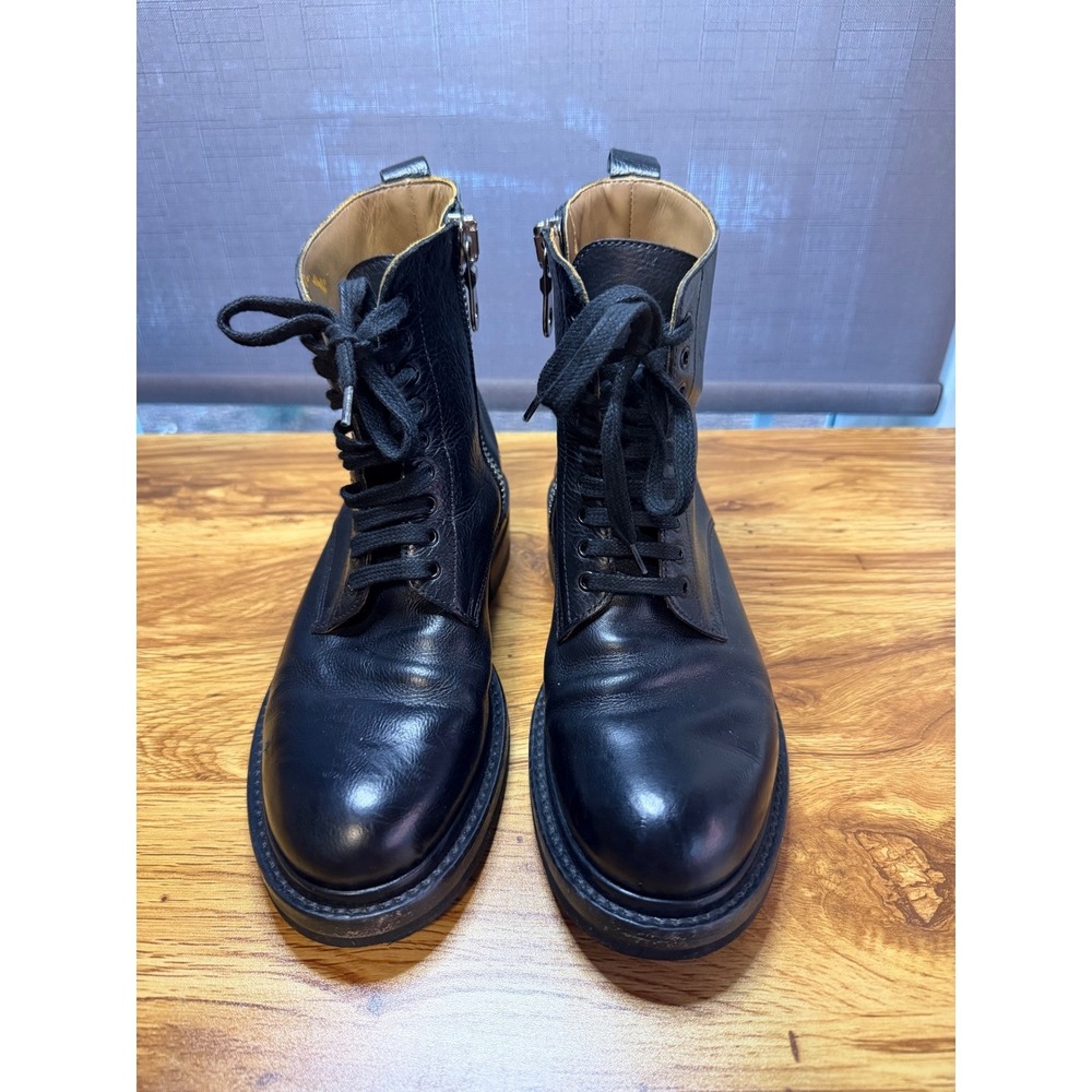 Frye Black Alice Leather Combat Boots Lace Up Side Zip Lug Sole Women's Sz 6.5